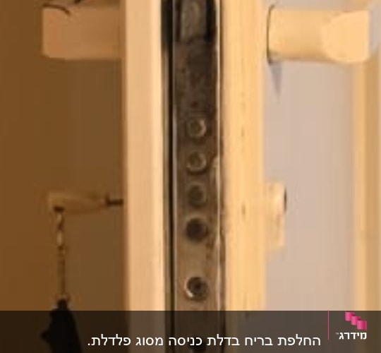 מנעול דלת עם מפתח תלוי